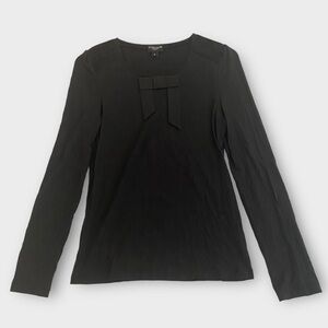 Cyrillus Paris Women’s Top Blouse Small Pleated Shoulder Panels Bow Dainty